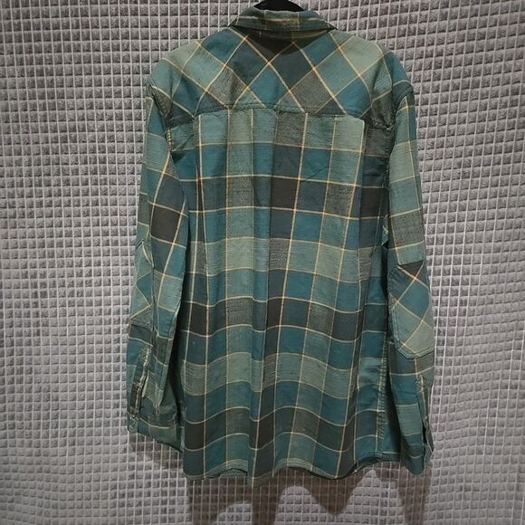 VTG LLBean Snap Flannel Shirt Mens XLTall Green Lightweight Canvas Long Sleeve - Picture 9 of 16